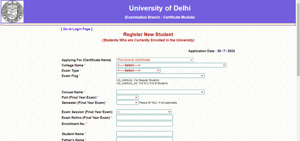 Delhi university provisional certificate