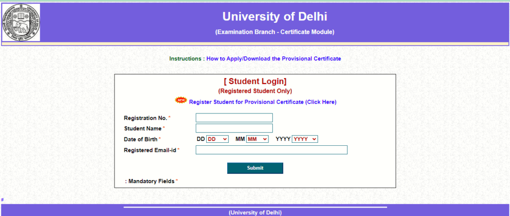 Du Provisional certificate